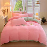 Reversible Duvet Set Velvet  - Baby Pink & Grey (278)