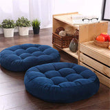 Pack of 2 Round Shape Floor Cushions -  Navy Blue