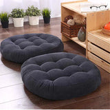 Pack of 2 Round Shape Floor Cushions - Black