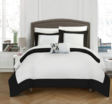 Mitered Corner Duvet Set - White & Black (276)