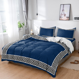 Luxury Embroidered Velvet Duvet Set - Navy Blue