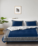 Luxury Embroidered Velvet Duvet Set - Navy Blue