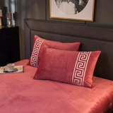 Luxury Aplic Work Velvet Duvet Set - Dark Pink