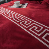 Luxury Aplic Work Velvet Duvet Set - Red