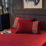 Luxury Aplic Work Velvet Duvet Set - Red