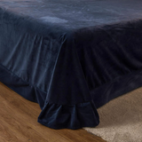 Luxury Aplic Work Velvet Duvet Set - Navy Blue