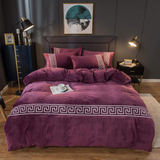 Luxury Aplic Work Velvet Duvet Set -  Purple