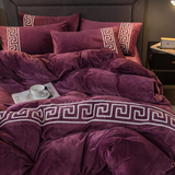 Luxury Aplic Work Velvet Duvet Set -  Purple