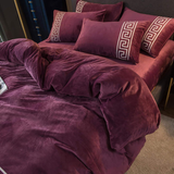 Luxury Aplic Work Velvet Duvet Set -  Purple