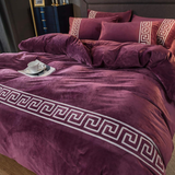 Luxury Aplic Work Velvet Duvet Set -  Purple