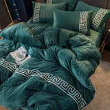 Luxury Aplic Work Velvet Duvet Set - Teal