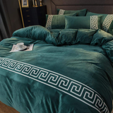 Luxury Aplic Work Velvet Duvet Set - Teal