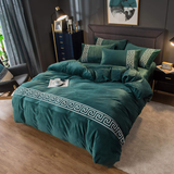 Luxury Aplic Work Velvet Duvet Set - Teal