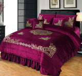 8 Pcs Luxury Embossed Velvet Duvet Set Shocking Pink