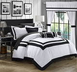 Embellish Patch Pleated Duvet Set -Black & White