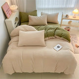 Reversible Duvet Set Velvet  - Offwhite & Apple Green (281)