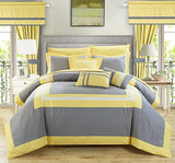 Embellish Patch Pleated Duvet Set -Yellow & Gray